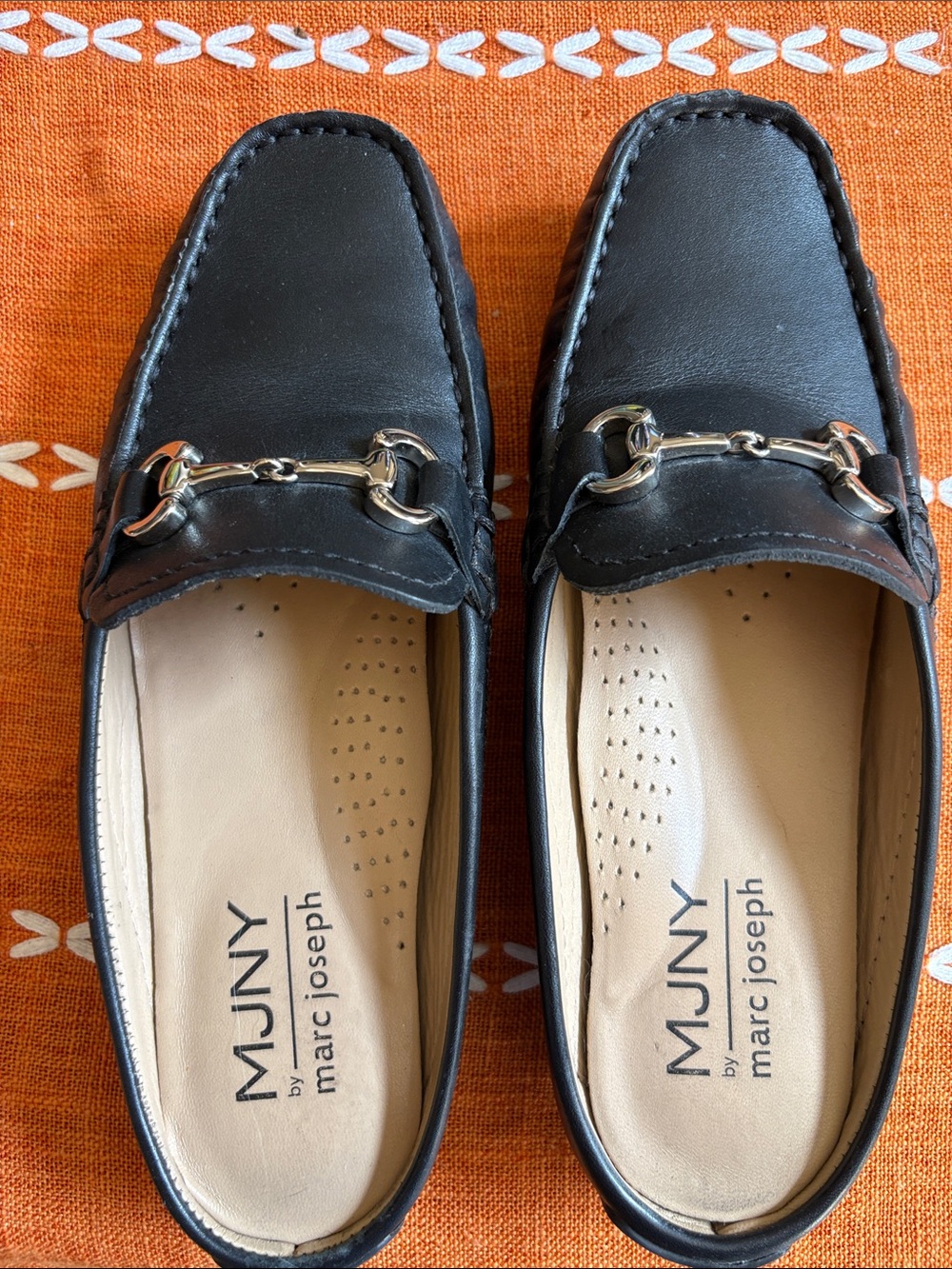 Marc Joseph Black Leather Bit-Detail Slip-On Loafers
